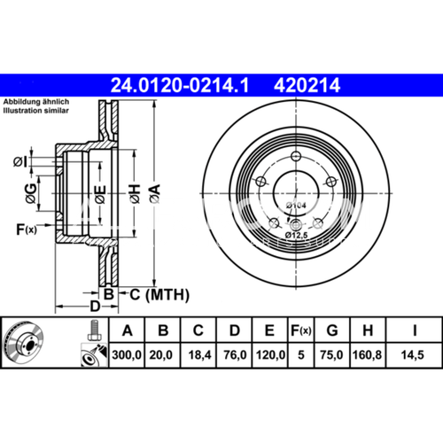 ATE Rear Disc Brake Rotor 34216855005