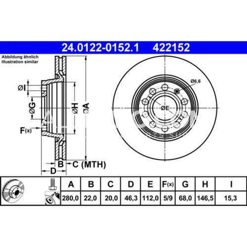 ATE Rear Disc Brake Rotor 8E0615301P