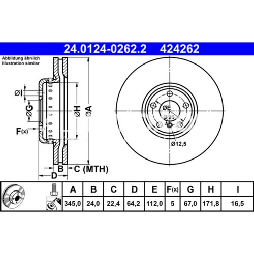 ATE Rear Disc Brake Rotor 34216860925